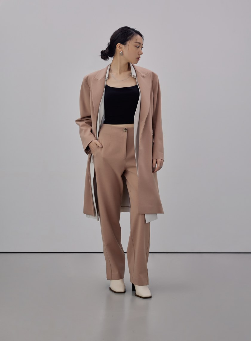 經典窄管開衩西裝長褲